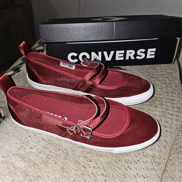Converse Women's Red Canvas Shoes - Picture 2 of 5